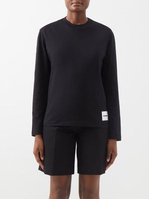 Jil Sander - Logo-patch Cotton-jersey Long-sleeved T-shirt - Womens - Black