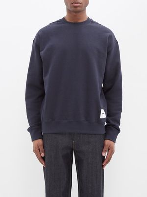 Jil Sander - Logo-patch Cotton-jersey Sweatshirt - Mens - Dark Blue