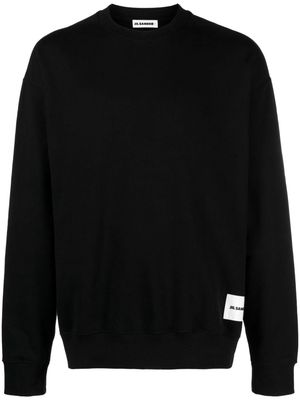 Jil Sander logo-patch cotton jumper - Black