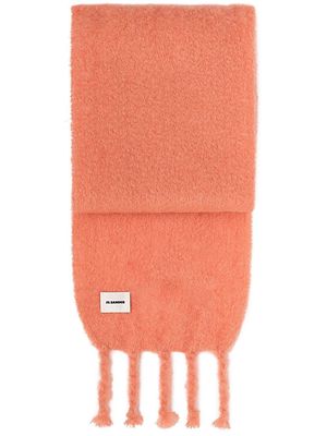 Jil Sander logo-patch detail knit scarf - Pink
