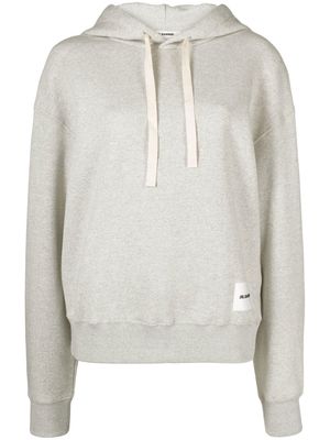 Jil Sander logo-patch drawstring hoodie - Grey