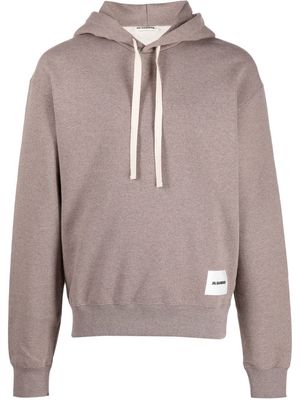 Jil Sander logo-patch hoodie - Brown