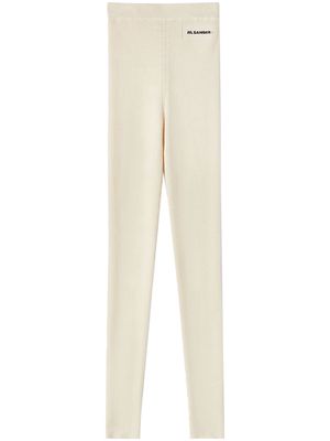 Jil Sander logo-patch knitted leggings - Neutrals