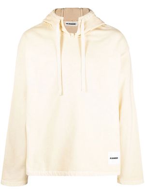 Jil Sander logo-patch long-sleeve hoodie - Neutrals