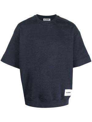 Jil Sander logo-patch short-sleeve sweatshirt - Blue
