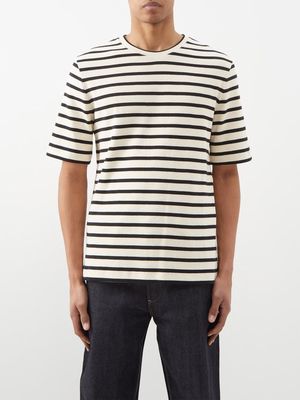 Jil Sander - Logo-patch Striped Cotton-jersey T-shirt - Mens - White Multi
