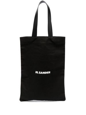 Jil Sander logo-print canvas tote - Black