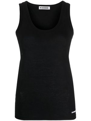 Jil Sander logo-print cotton tank top - Black