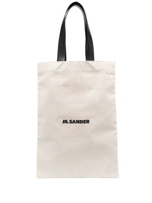 Jil Sander logo-print cotton tote bag - 102 NATURAL