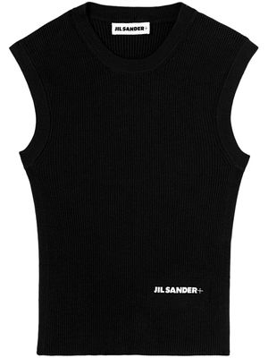 Jil Sander logo-print cotton vest top - Black