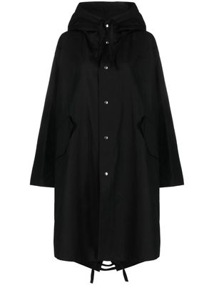 Jil Sander logo print drawstring coat - Black