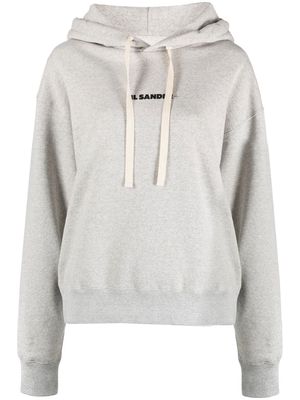 Jil Sander logo-print drawstring hoodie - Grey