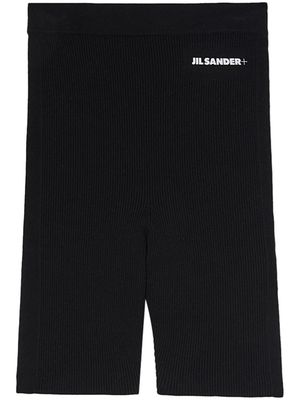 Jil Sander logo-print fine-ribbed compression shorts - Black