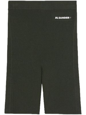 Jil Sander logo-print fine-ribbed compression shorts - Green