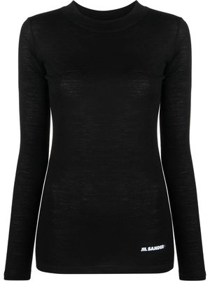 Jil Sander logo-print knitted top - Black