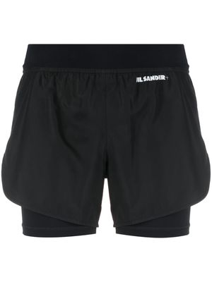 Jil Sander logo-print layered shorts - Black