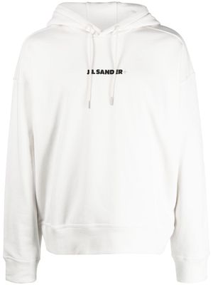Jil Sander logo-print pullover hoodie - White