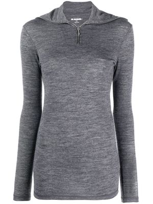 Jil Sander logo-print roll-neck knitted top - Grey
