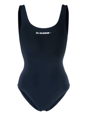 Jil Sander logo-print sleeveless swimsuit - Blue