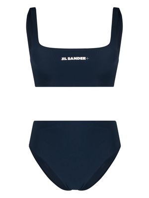 Jil Sander logo-print square-neck bikini set - Blue