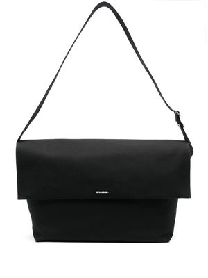 Jil Sander logo-printed interwoven shoulder bag - Black