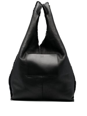 Jil Sander logo-stamp leather tote bag - Black