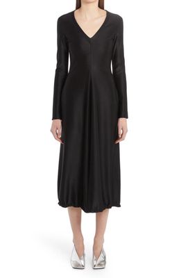Jil Sander Long Sleeve Bonded Crepe Dress in Black