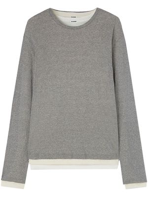 Jil Sander long-sleeve layered cotton T-shirt - Grey