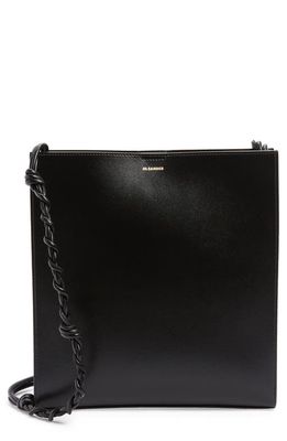 Jil Sander Medium Faux Leather Shoulder Bag in Black