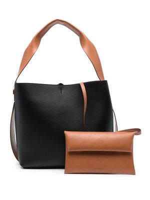 Jil Sander medium logo-engraved leather shoulder bag - Black