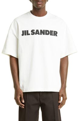 Jil Sander Men's Brand Graphic Tee in 102 Porcelain