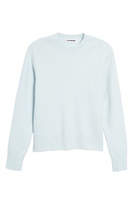 Jil Sander Merino Wool Shrunken Crewneck Sweater in Light Pastel Blue