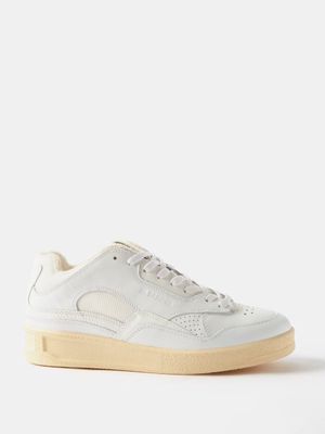 Jil Sander - Mesh-panelled Leather Trainers - Womens - White Multi