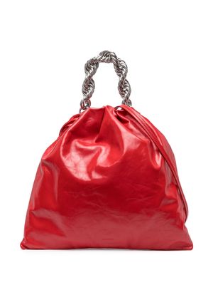Jil Sander metallic chain-handle leather tote bag - Red