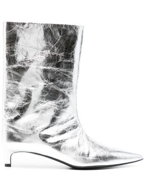 Jil Sander metallic leather ankle boot - Silver
