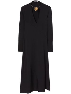Jil Sander midi jewel-neckline knit dress - Black