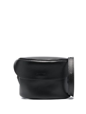 Jil Sander mini debossed-logo messenger leather bag - Black