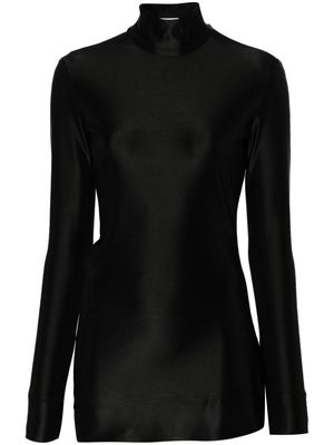 Jil Sander mock-neck long-sleeve satin blouse - Black