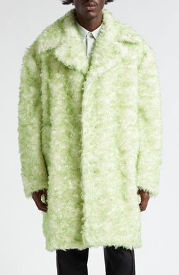 Jil Sander Mohair & Cotton Faux Fur Coat in Peach Fuzz