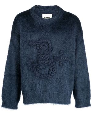 Jil Sander monogram-embroidered mohair-blend jumper - Blue