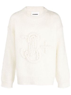Jil Sander monogram-embroidered mohair-blend jumper - Neutrals