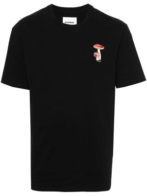 Jil Sander mushroom-embroidered cotton T-shirt - Black