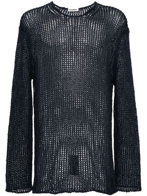 Jil Sander open-knit appliqué-logo jumper - 401 NAVY
