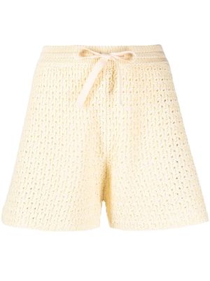 Jil Sander open knit drawstring shorts - Yellow