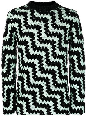 Jil Sander open-knit pattern jumper - Black