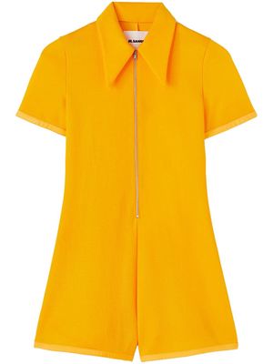 Jil Sander oversize-collar zip-front playsuit - Orange