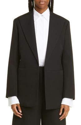 Jil Sander Oversize Drop Shoulder Open Front Virgin Wool Jacket in Black