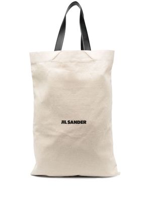 Jil Sander oversize logo-print tote bag - Neutrals