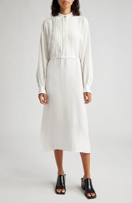 Jil Sander Oversize Long Sleeve Silk Midi Dress in 103-Piuma