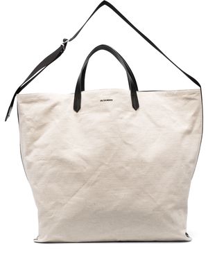 Jil Sander oversized canvas tote bag - Neutrals